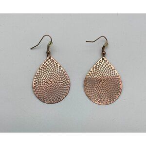 Unbranded Copper Teardrop Laser Cut Boho Earrings Hook Backs